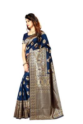 Multicolor woven banarasi saree with blouse 2