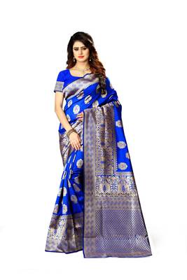 Multicolor woven banarasi saree with blouse 1