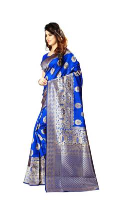 Multicolor woven banarasi saree with blouse 2
