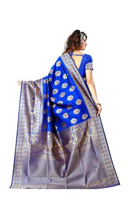 Multicolor woven banarasi saree with blouse 3