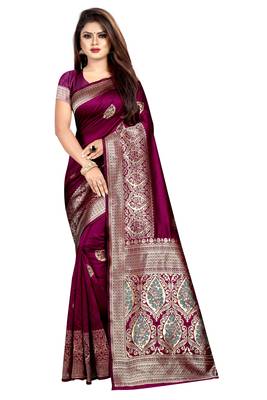 Multicolor woven banarasi saree with blouse 1