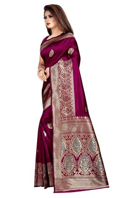 Multicolor woven banarasi saree with blouse 2