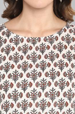 White printed cotton ethnic kurtis 5