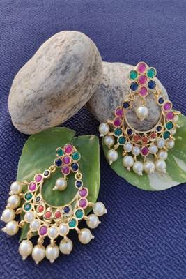 Gold crystal chandbali 1