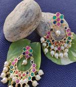 Gold crystal chandbali