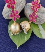 Pink crystal jhumkas