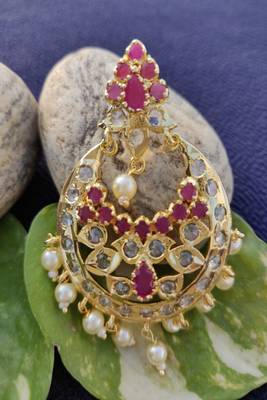 Pink crystal chandbali 2
