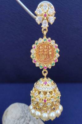 Gold crystal jhumkas 2