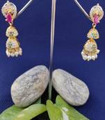 Gold crystal jhumkas