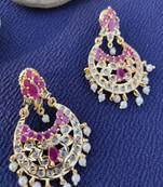Pink crystal chandbali