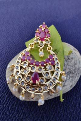 Pink crystal chandbali 3