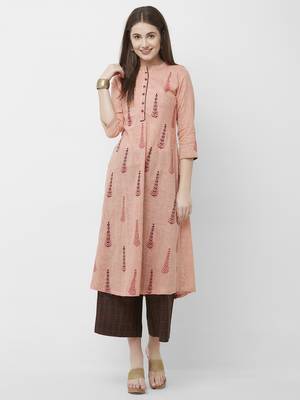 Women's Pink Embroidered Cotton Kurta Palazzo Set 3