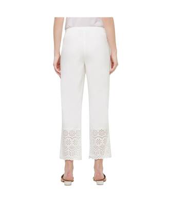 NAARI White 30'S Twill Embroidered Ethnic Wear Women's Cigarette Pants 3