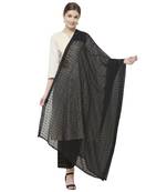Black Silver Chiffon Embroidered Ethnic Wear Dupatta For Women's