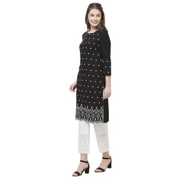 Black embroidered rayon kurtas-and-kurtis 2