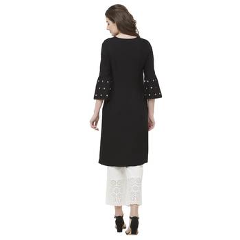 Black embroidered rayon kurtas-and-kurtis 3