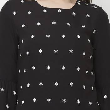 Black embroidered rayon kurtas-and-kurtis 5