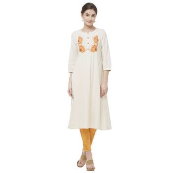 White embroidered viscose kurtas-and-kurtis 1