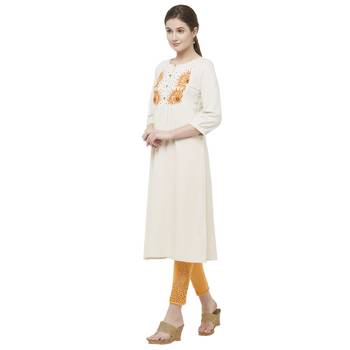 White embroidered viscose kurtas-and-kurtis 2