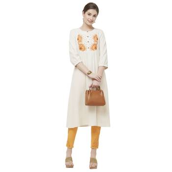 White embroidered viscose kurtas-and-kurtis 4