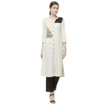White embroidered viscose kurtas-and-kurtis 1