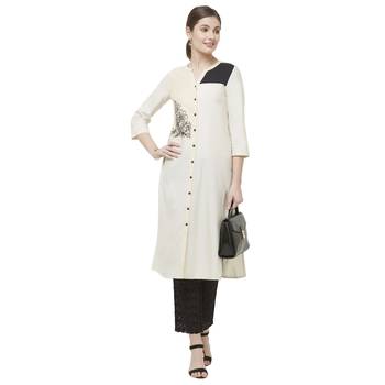 White embroidered viscose kurtas-and-kurtis 4