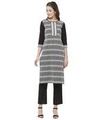 Black embroidered cotton kurtas-and-kurtis