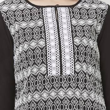 Black embroidered cotton kurtas-and-kurtis 5