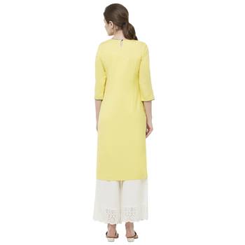 Yellow embroidered viscose kurtas-and-kurtis 3