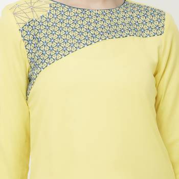 Yellow embroidered viscose kurtas-and-kurtis 5