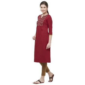 Maroon embroidered cotton kurtas-and-kurtis 2