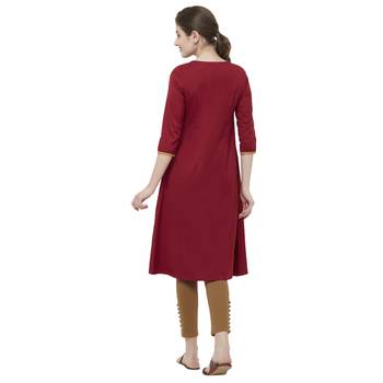 Maroon embroidered cotton kurtas-and-kurtis 3