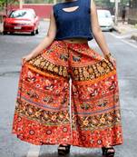 Black Base Orange  Rajasthani Printing Designer Palazzo Pant Pattern 2