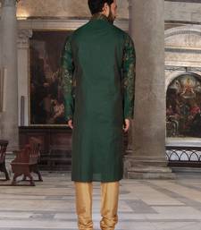 Green Embroidered Art Silk Kurta Pajama
