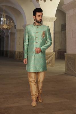 Green Embroidered Art Silk Kurta Pajama 3