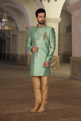 Green Embroidered Art Silk Kurta Pajama 1