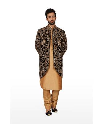 Gold Embroidered Art Silk Kurta Pajama 1