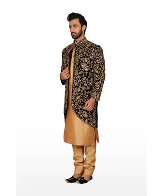 Gold Embroidered Art Silk Kurta Pajama 3