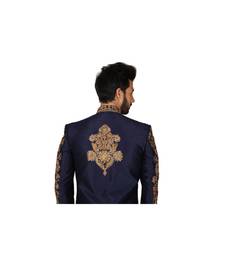 Blue Embroidered Art Silk Kurta Pajama