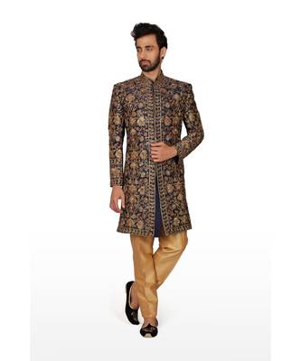 Blue Embroidered Art Silk Kurta Pajama 1