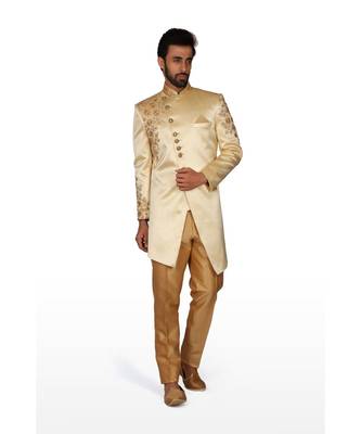 Gold Embroidered Brocade Kurta Pajama 1