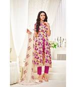 Purple Cotton Satin Women's Unstitched Dress Material