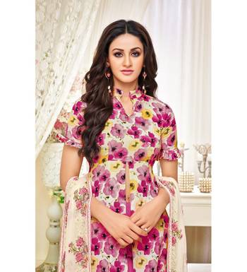 Purple Cotton Satin Women's Unstitched Dress Material 3