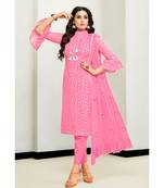 Pink Cotton Satin Women's Unstitched Dress Material