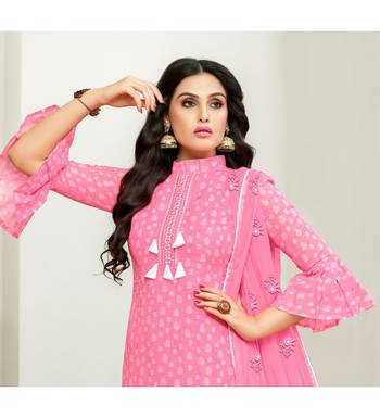 Pink Cotton Satin Women's Unstitched Dress Material 3