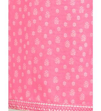 Pink Cotton Satin Women's Unstitched Dress Material 4