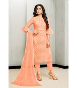 Orange Cotton Satin Women's Unstitched Dress Material