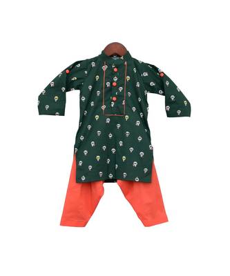 Green Printed Kurta With Orange Salwar 2