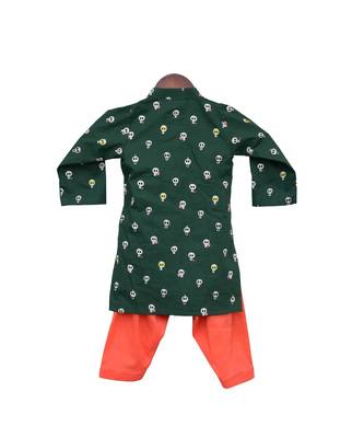 Green Printed Kurta With Orange Salwar 3