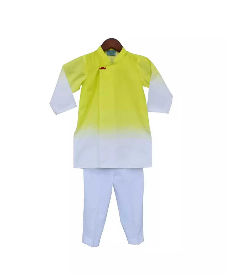 Yellow & White Kurta with Pant